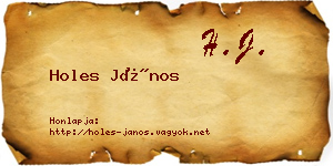 Holes János névjegykártya